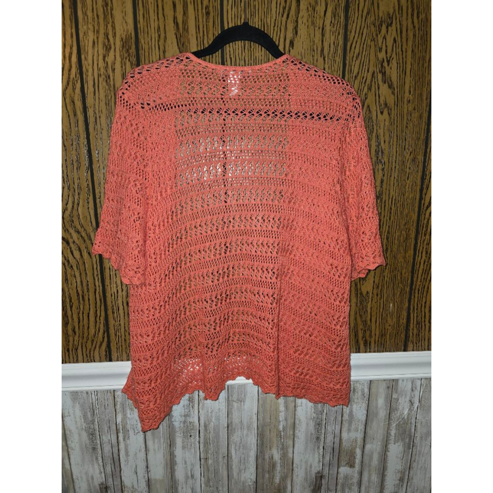 Women's Christopher & Banks Coral Open Knit Cardigan XL - Picture 3 of 4